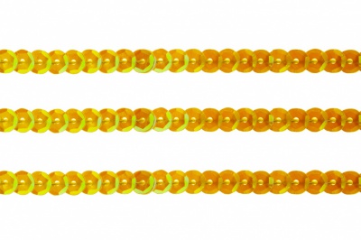 Пайетки "ОмТекс" на нитях, CREAM, 6 мм С / упак.73+/-1м, цв. 92 - золото - купить в Петрозаводске. Цена: 484.77 руб.