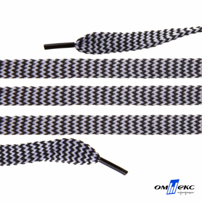 Шнурки #107-07, плоские 130 см, двухцветные цв.серый/чёрный - купить в Петрозаводске. Цена: 23.03 руб.