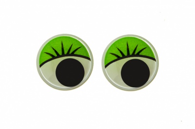 Глазки для игрушек, круглые, с бегающими зрачками, 15 мм/упак.50+/-2 шт, цв. -зеленый - купить в Петрозаводске. Цена: 113.01 руб.