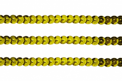 Пайетки "ОмТекс" на нитях, SILVER-BASE, 6 мм С / упак.73+/-1м, цв. 7 - св.золото - купить в Петрозаводске. Цена: 468.37 руб.