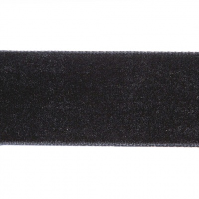 Лента бархатная нейлон, шир.25 мм, (упак. 45,7м), цв.03-черный - купить в Петрозаводске. Цена: 800.84 руб.