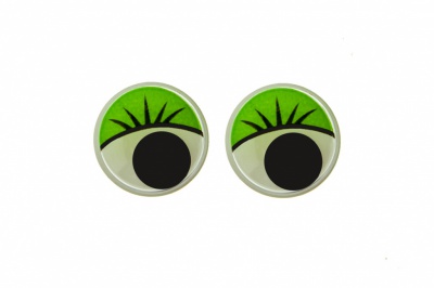 Глазки для игрушек, круглые, с бегающими зрачками, 12 мм/упак.50+/-2 шт, цв. -зеленый - купить в Петрозаводске. Цена: 95.04 руб.