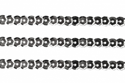 Пайетки "ОмТекс" на нитях, SILVER-BASE, 6 мм С / упак.73+/-1м, цв. 1 - серебро - купить в Петрозаводске. Цена: 468.37 руб.