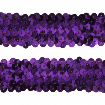 Тесьма с пайетками 12, шир. 30 мм/уп. 25+/-1 м, цвет фиолет - купить в Петрозаводске. Цена: 1 098.48 руб.