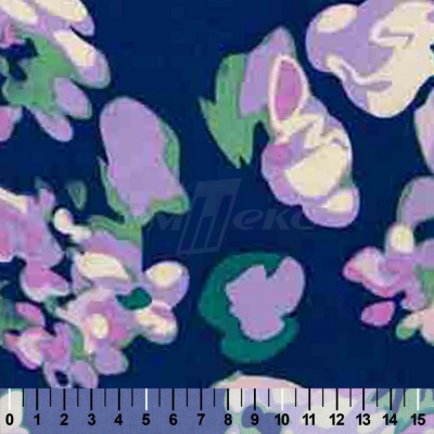 Штапель принт (100% вискоза) D4,C3, 110 гр/м2, шир.140см, принт цветы/василёк - купить в Петрозаводске. Цена 346.50 руб.