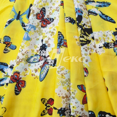Плательная ткань "Софи" 7.2, 75 гр/м2, шир.150 см, принт бабочки - купить в Петрозаводске. Цена 241.49 руб.