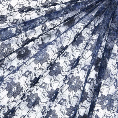 Кружевное полотно гипюр 10102, шир.150 см, цвет т.синий/dark blue - купить в Петрозаводске. Цена 177.14 руб.